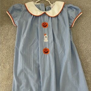 Striped Stitchy Fish Blue and White Kids Halloween Dress